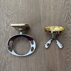 Gold and Silver Metal Bath Accessory Holders - Two-Piece Set